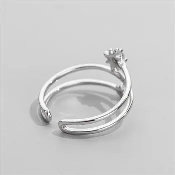Sodrov S925 sterling srebro korejska različica šest opozoril star dvojno plast ženski prstan diamant osebno prstan nastavljiv