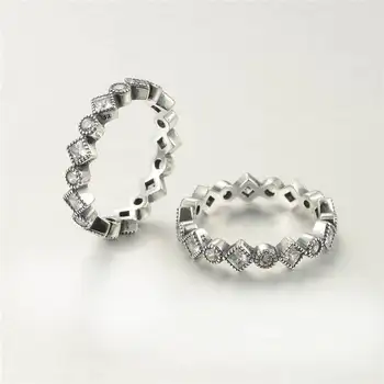 Novo Crystal Ring 925 Sterling Srebro Letnik Obroči Za Ženske Poročni Prstan Ustreza Evropske blagovne Znamke Nakit RIP141