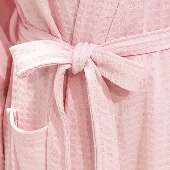 Moški Ženska Jeseni Vaflji, Pletene Kimono Kopel Haljo Proti-Vrat Belted Pas Vodo Absorpcijskega SPA Svoboden Dolgo Sleepwear z Žepi