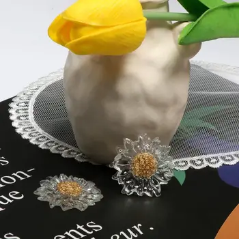 10pcs Prozorni Foliji Zlata Daisy Smolo Oprema DIY Ročno izdelane Rože, Sonce Cvet Uhani Prstan Nakit