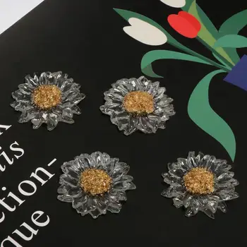 10pcs Prozorni Foliji Zlata Daisy Smolo Oprema DIY Ročno izdelane Rože, Sonce Cvet Uhani Prstan Nakit