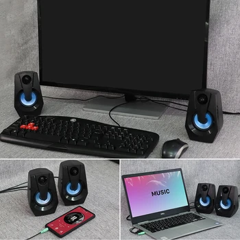 Računalniški Zvočniki Žične Stereo Sound Bar USB Powered LED Nočna Lučka za Domači Kino Soundbar Zvočnik za PC Desktop Tablet Prenosnik