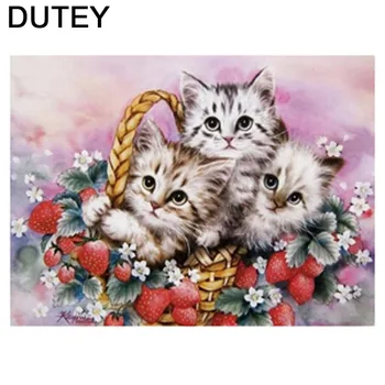DUTEY 5D Diy diamond slikarstvo Cvetna košarica mačka navzkrižno šiv diamond vezenje diamond mozaik Doma Dekoracijo darilo hcr