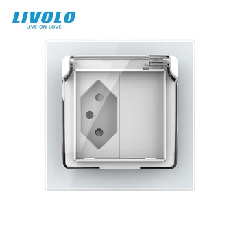 Livolo Swizss Standardno električno Vtičnico,Kristalno Steklo Plošče,swizerland svečke ,z Neprepusten Pokrovček,1/2 banda čepi