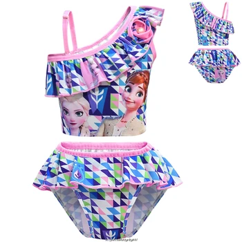 Disney Zamrznjene Dekle Bikini Ruffle Kopalke Nastavite Obleko Dveh Kosov Otrok Plavati Obleke Votlih Določa Kopalna Oblačila