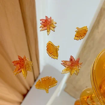 Stari Jeseni Rdeče Maple Leaf Rumena Ginkgo Leaf Epoksi Obesek DIY Ročno Ostra Ornament, Uhani, Pribor, Material 10pcs