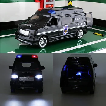 1/32 ambulante model policija igrača avto modela avtomobila visoko simulacije avto igrača vrata z svetlobo glasbe lahko odprete otrok darilo