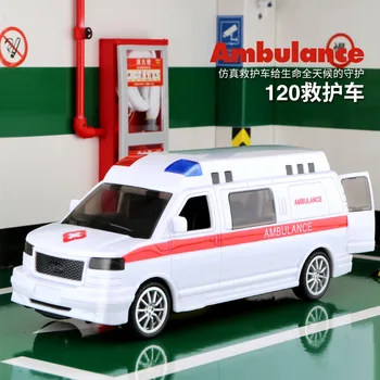 1/32 ambulante model policija igrača avto modela avtomobila visoko simulacije avto igrača vrata z svetlobo glasbe lahko odprete otrok darilo