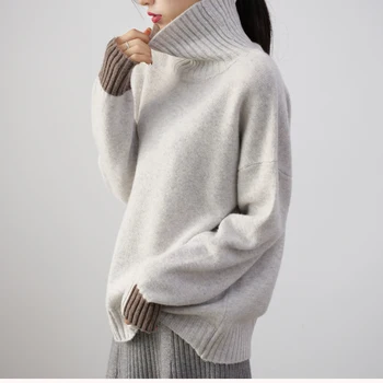 2020 pozimi novo kašmir pulover ženske barva debele pletene vrh oversize turtleneck volne puloverju toplo, udobno vroče prodaje