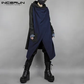 2021 Mens Mozaik Plašč Coats Moda Dolg Rokav Nezakonitih Cape Jarek Človek Japonski Slog Punk Dolgo Vrhnja oblačila INCERUN S-3XL