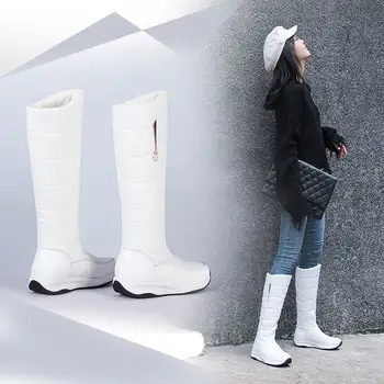 MORAZORA 2021New Pravega usnja, copati ženske toplo, sneg škornji ženski toplo krzno navzdol, sredi tele zimski škornji platforma čevlji