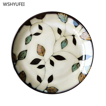 1Pcs Peči glaze ročno poslikano cvetje keramično ploščo namizna trg plošča zrezek, solata sadje cake suši shranjevanje dekorativne plošče