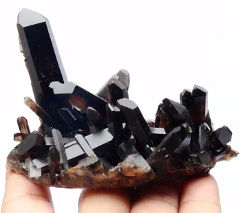 150 g Jasno Naravno Lepa Črna QUARTZ Crystal Grozdov Vzorec
