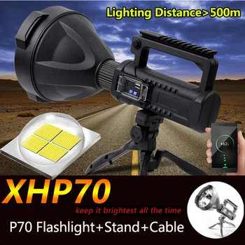 Močan 30000lm xhp70 LED svetilka delo svetlobe, pozornosti iskalnim 4 načini svetilka s stojalom najboljše za nočni ribolov