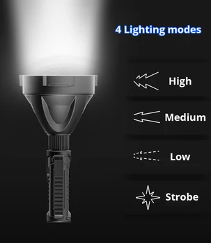 Močan 30000lm xhp70 LED svetilka delo svetlobe, pozornosti iskalnim 4 načini svetilka s stojalom najboljše za nočni ribolov