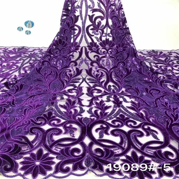 Afriške žamet Čipke Tkanine 2020 Visoke Kakovosti Nigerija Čipke Tkanine vijolično tiste Vezenine Til francoski Čipke Za Ženske obleke