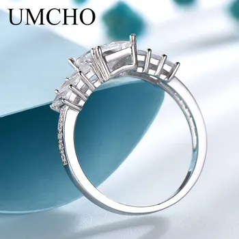 UMCHO Jasno Cirkon Luxury Real 925 Sterling Silver Obroči za Ženske Zaročni Prstan Srebro 925 dragih kamnov Nakit Fine Nakit