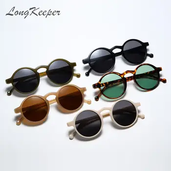 LongKeeper Moda Okrogla sončna Očala Moških, Črno Sivo Oblikovalec sončna Očala Ženske 2021 Visoke Kakovosti Vintage Oculos De Sol UV400