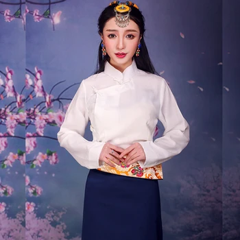 Tibet Bluzo Tradicionalna Kitajska Oblačila za Ženske Tibera Slog Hanfu Ovratnik Buda Oblačila Ženski Stari Slog Priložnostne