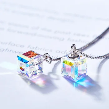 Cdyle 1 Par Geometrijske Crystal Cube Uhan za Ženske Dolge Verige Spusti Visijo Uhani 925 Sterling Srebro Fine Nakit Darilo
