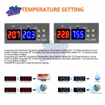 STC-3028 Digitalni Termostat Hygrostat Temperatura Vlažnost Upravljavca AC 110V-220V DC12V Regulator za Ogrevanje Hlajenje, Nadzor