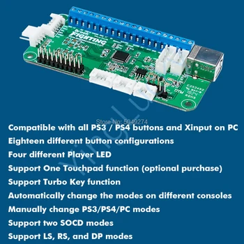Arkadne Univerzalni Boj kodirnik Plus 3in1 PCB Arkadna igra Spopadov Palica Komplet za PS3/PS4/PC z Glave Podporo Touchpad/Turbo Key