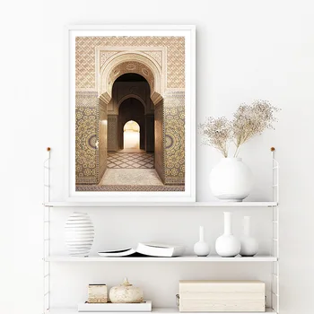 Islamski Arhitekturi Maroko Vrata Letnik Plakat Ponudbe Platno, Tisk Sodobne Veroizpovedi Muslimani Umetnost Slikarstvo Stensko Dekoracijo Sliko