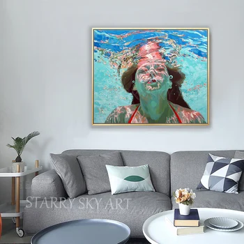 Vrh Umetnik Ročno poslikano Visoke Kakovosti Impresionizem Plavalec Portret Oljna slika na Platnu Lepa Gospa Potapljanje Oljno sliko