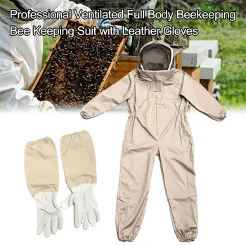 Strokovno Prezračevane Celotno Telo, Čebelarstvo čebelarstva Obleko Z Usnjene Rokavice Kave Barve Preprečiti Stik Anti-virus Varno