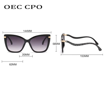 OEC CPO Letnik Črni Kvadrat sončna Očala Ženske Retro Prevelik Očala sončna Očala Za Ženske Modni Očala oculos de sol feminin