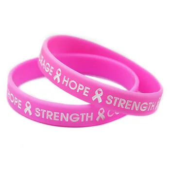 OBH 50PCS Upanje, Moč, Pogum, Silikonsko Zapestnico Motivacijske Logotip Roza Velikost Odraslih