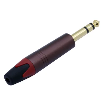 Pozlačeni 6,35 mm Jack 3 pole Stereo Audio Vtič Visoke kakovosti Jack 6.5 Zvočnika Žice Priključek za Mikrofon Priključite črn/rdeč Rep