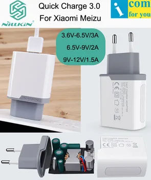 Nillkin Hitri Polnilnik 3.0 USB Polnilnik Za Xiaomi Mix 2S Mi6 Redmi Opomba 5 Polnilnih Plug Adapter Za Qualcomm Certified