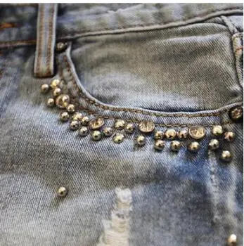 Najnovejši Priložnostne Poletje Traper Hlače Za Ženske Beaded Vintage Oprana Tassel Jeans Kratke Modni Ženski Priložnostne Hlače S/5Xl J3018