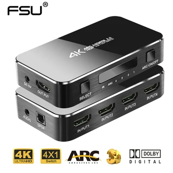 FSU 4K HDMI Stikalo Ac 2.0 4x1 HDMI Splitter Avdio 3.5 Jack HDMI Extractor LOKA & IR Nadzor Za Nintend PS3 PS4 Računalnik TV
