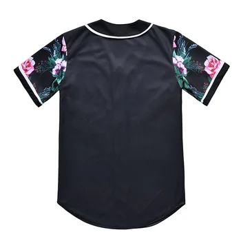 3D Black Cvetlični Baseball Majica Moški 2020 Moda Kratek Rokav Hawaiian Rokavi Moški Harajuku Ulične Majica s kratkimi rokavi Moški Baseball Jersey