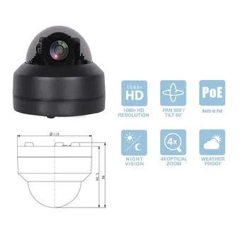 5MP Mini PTZ Kupola Kamere 2.8-12mm Motorizirana Objektiv Nepremočljiva Zunanji Nadzor POE Varnostna Kamera ONVIF