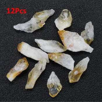KiWarm 12pcs Praktično Citrine Kamen Rumena Quartz Crystal Grobo Točk Večino Gemstone Zdravilne Mineralne DIY Materiala, 15 mm-30mm
