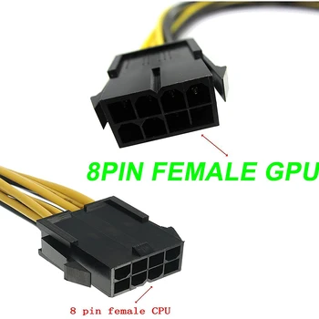 6PCS GPU VGA PCIe 8 Pin Ženski Dvojni 2X 8 Pin (6+2) Moški PCI Express Power Adapter Y-Razdelilnik Podaljšek 9-palčni(23 cm)