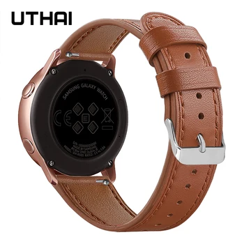 UTHAI 20 mm Pravega usnja watchband Za Samsung Galaxy Watch 42MM Aktivna 2 S2 Watch trak za Hitro Sprostitev watch dodatki
