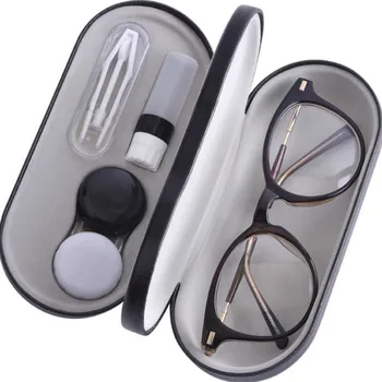 Aipo Moda Dvojno Interlayer z Ogledalo Kovin, Kontaktne Leče velja za Komplet Škatla z Dvojnim Namenom Usnje Obravnavi Očala Primeru N9