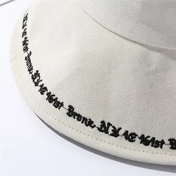 USPOP 2020 Ženske vedro klobuki pismo vezenje bombaž sonce klobuki široko roba poletni klobuki