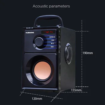 VAENSONG Velika Moč Bluetooth Zvočnik Subwoofer Brezžični Prenosni Heavy Bass Stereo Zvočniki Glasbeni Predvajalnik LCD Zaslon, FM Radio TF