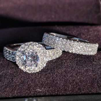 2021 nove luksuzne krog 925 sterling silver ring set za ženske lady obletnice, darila nakit trgovini Črni petek R5142S