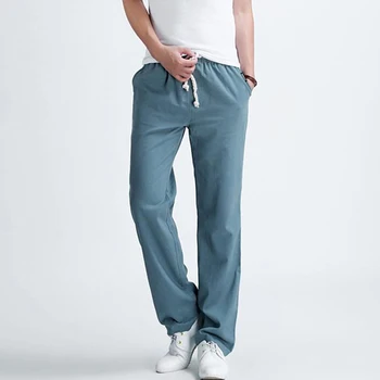 Moške hlače priložnostno 2018 Nove Moške barva perilo hlač Stilsko in udobno velikosti moški naravnost hlače
