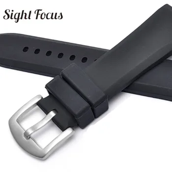 23 mm Mehki Silikonski Šport Watchbands za Mido Blancpain Armani Državljan Črne Gume Trak Manšeta Watch Pas, Zapestnica za Človeka
