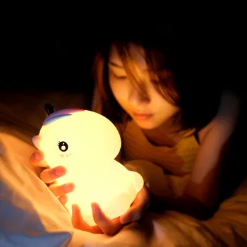 Touch Senzor Pisane Samorog LED Nočna Lučka Risanka Silikonski USB Polnilne Spalnica Postelji Lučka za Otroke, Otroci Baby Darilo