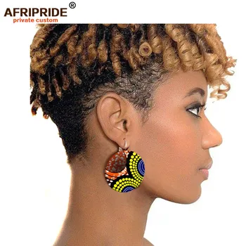 2019 Afriške modne uhane za ženske ankara tkanine afriške moda stud uhani tiskanja cvet uhani nakit AFRIPRIDE S004