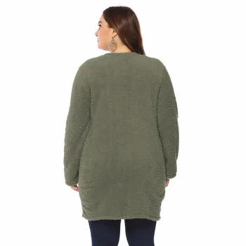 PGSD Pozimi trdna preprosto priložnostne Velik obseg Ženske obleke dvostranski žamet Velik žep Plišastih Pleteni pulover Gumb toplo jopico