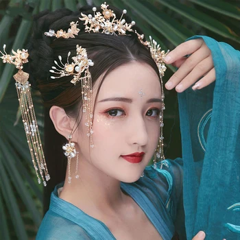 Poročne Headdress Kitajske Tradicionalne Lase Krono Nastavite Zmaj in Feniks Dodatki, Poročni Dodatki za Lase
